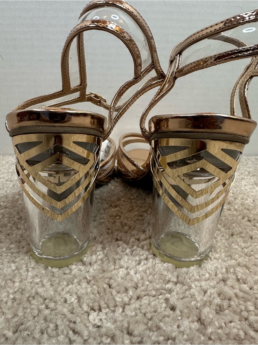 Thalia Sodi Metallic Rose Gold Strappy Heeled Sandals, size 7.5, new - Picture 4 of 7